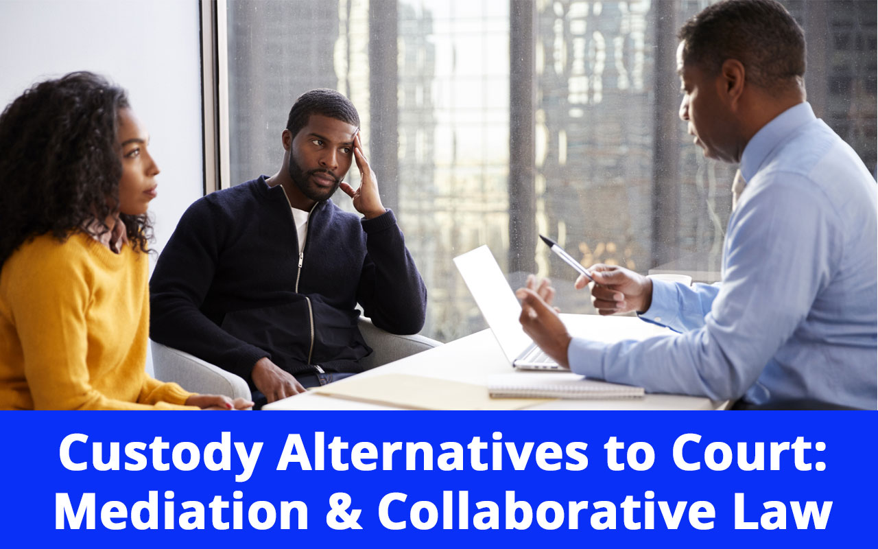 Couple meeting with child custody mediator