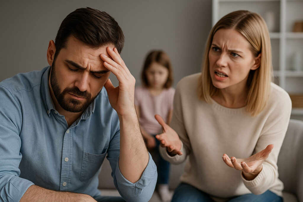 custody violation mother yelling at father with child in background