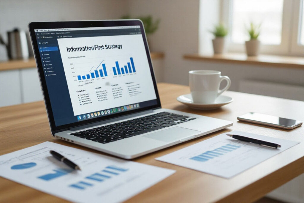 Information first strategy to determine if marriage is worth saving laptop on desk