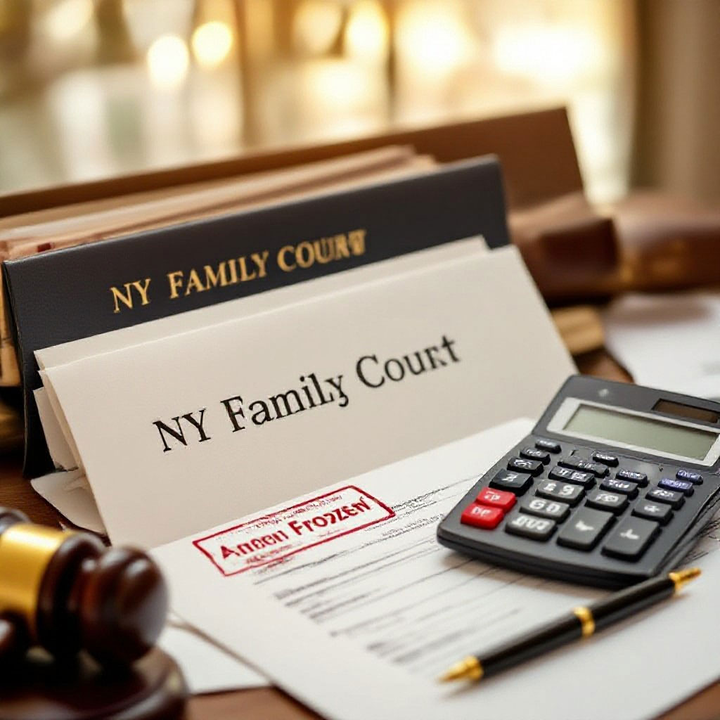 NY Family Court document indicating a frozen account